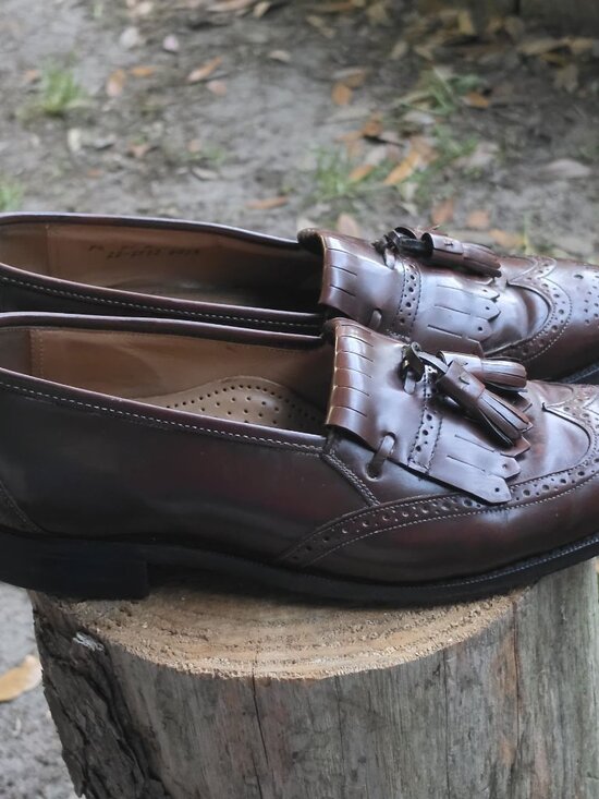 Vtg Johnston & Murphy Optima Burgundy Leather Kiltie Tassel Wingtip Loafers 9.5D main image 4
